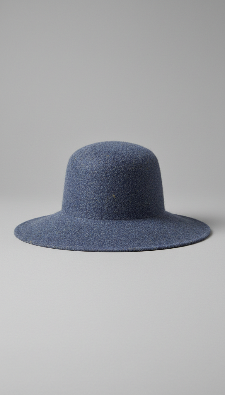 Wollhut Schieferblau Breite Krempe 1970er