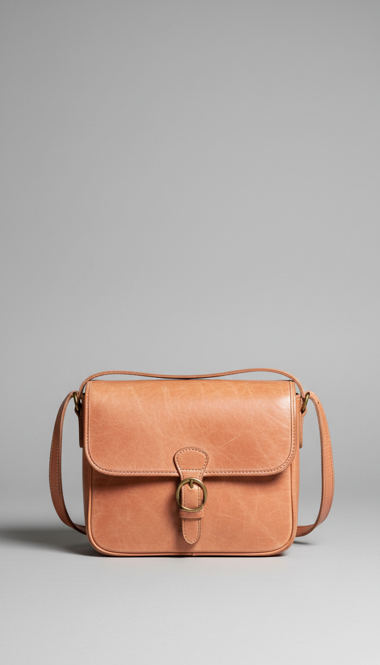 Leder-Crossbodybag Apricot 1980er