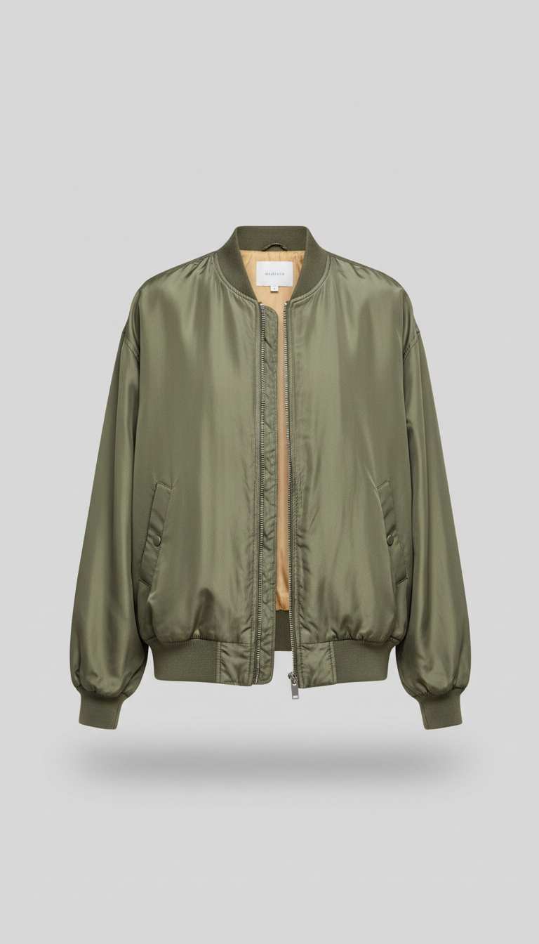 Seidenbomberjacke Olive 1990er